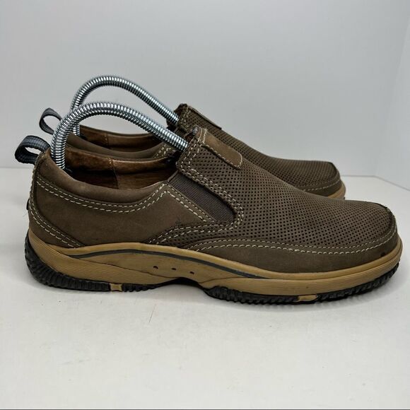 Mens Clarks Perforated Nubuck Slip On 7.5 - Picture 5 of 9